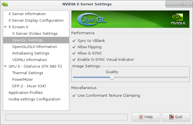 Nvidia settings